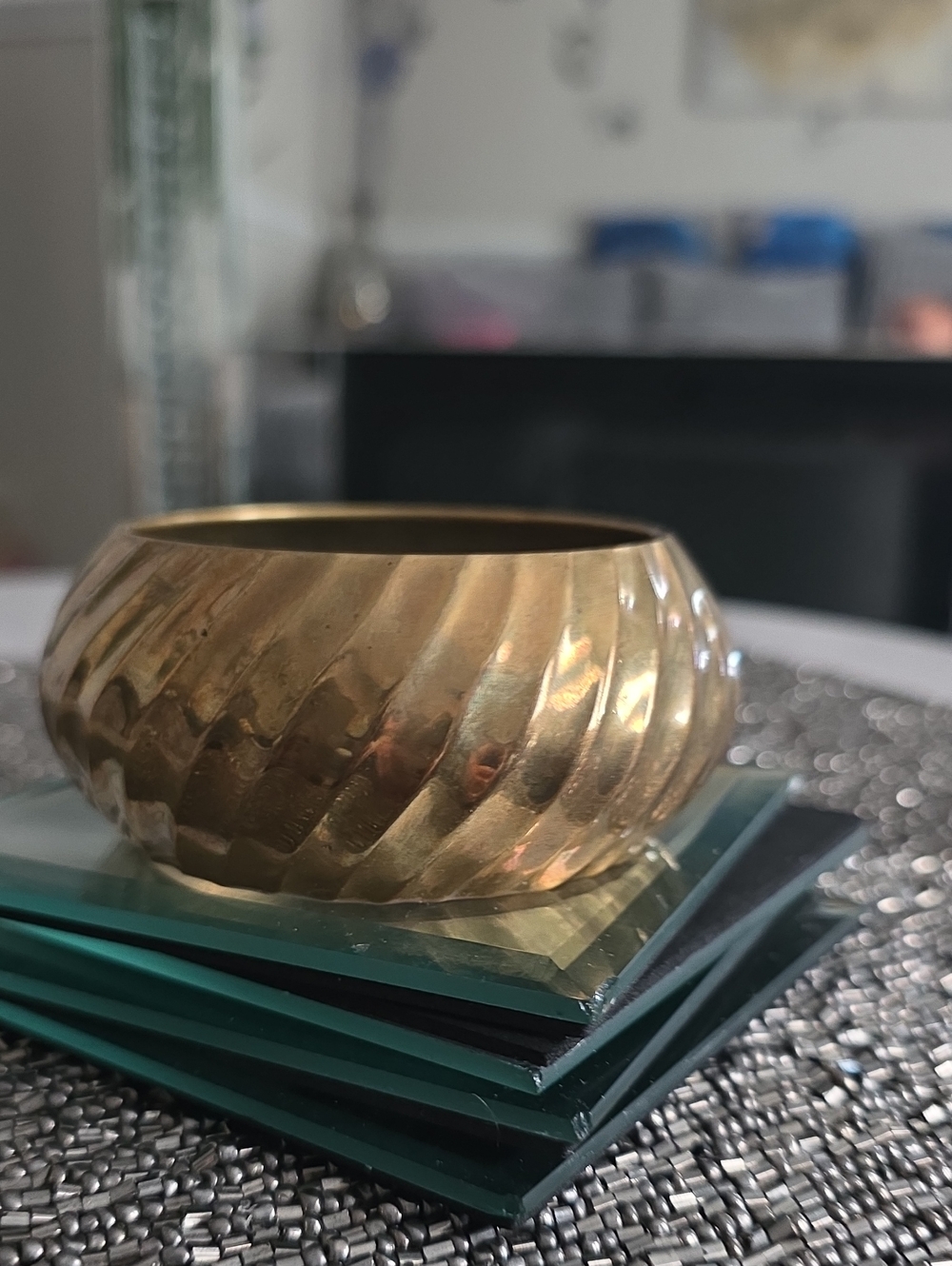 Gold Textured Women's Bangle Bracelet